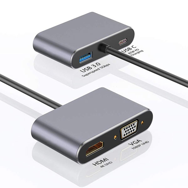Cổng Chuyển Adapter 4 in 1 (USB-C to PD+HDTV+VGA+USB)